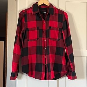 Hurley red black casual Buffalo check button down cotton shirt, size S
